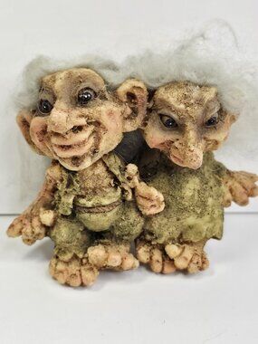 Troll Doll Married Couple Shelf Sitting Rare Pair Collectible Norwegian Norway